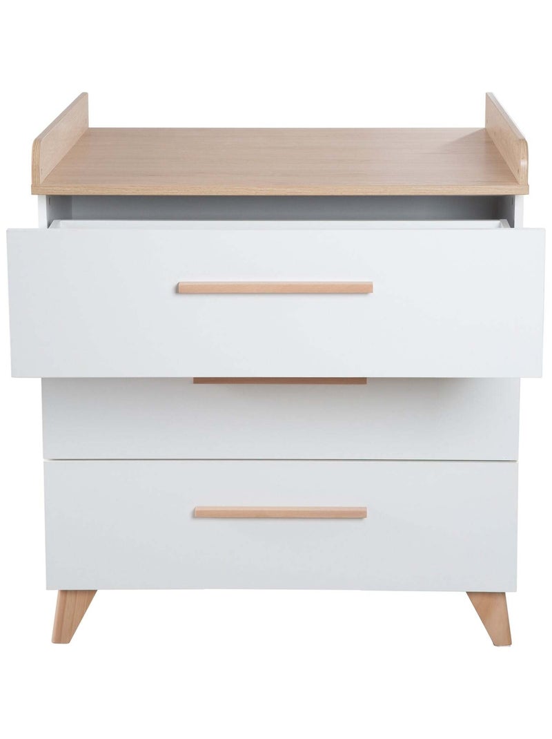Comò fasciatoio evolutivo 3 cassetti "Roba Leon" Bianco/Legno - Kiabi