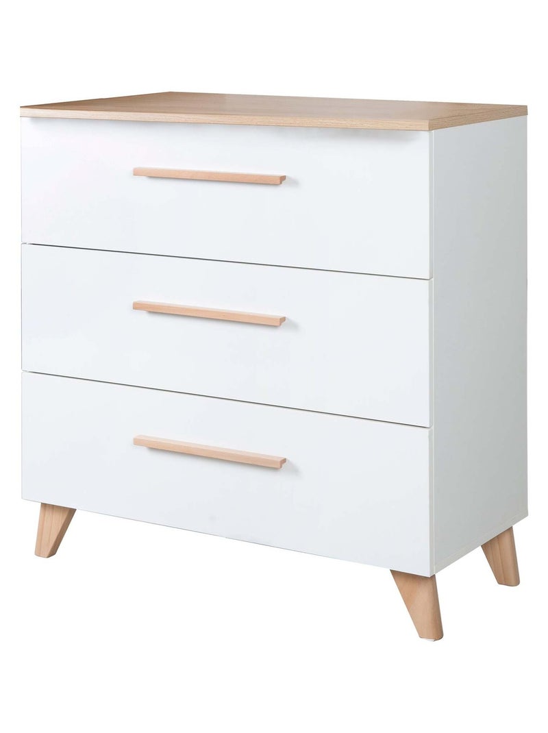 Comò fasciatoio evolutivo 3 cassetti "Roba Leon" Bianco/Legno - Kiabi
