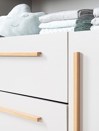 Comò fasciatoio Lea – piano amovibile – maniglie in legno massello – grigio chiaro