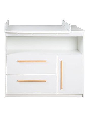 Comò fasciatoio Lilo – piano amovibile – maniglie in legno massello – bianco
