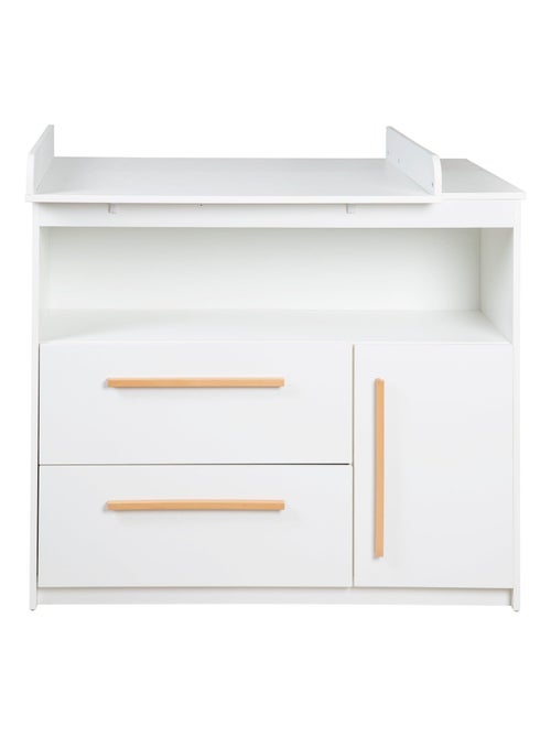 Comò fasciatoio Lilo – piano amovibile – maniglie in legno massello – bianco - Kiabi