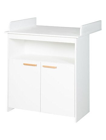 Comò fasciatoio minimalista 2 ante con maniglie in legno massello "Roba Anton