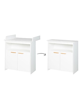 Comò fasciatoio minimalista 2 ante con maniglie in legno massello "Roba Anton