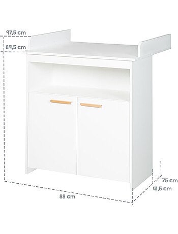 Comò fasciatoio minimalista 2 ante con maniglie in legno massello "Roba Anton