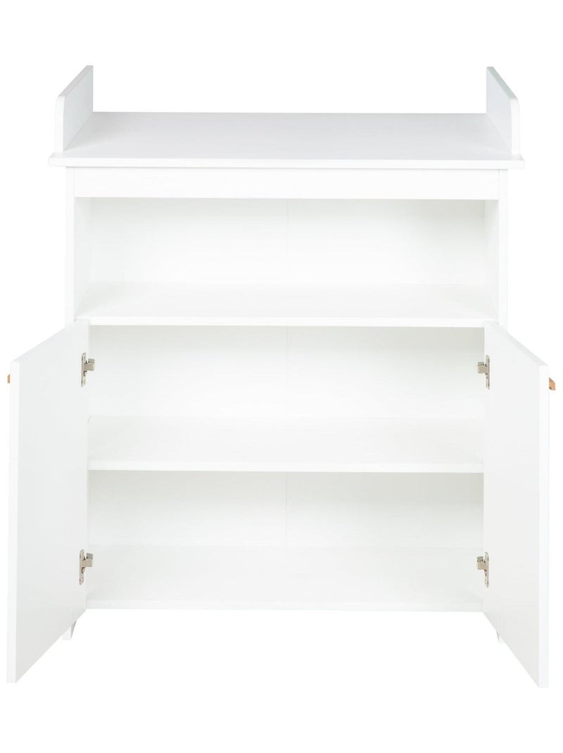 Comò fasciatoio minimalista 2 ante con maniglie in legno massello "Roba Anton" Bianco - Kiabi