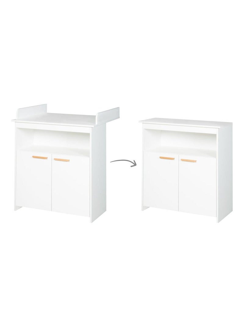 Comò fasciatoio minimalista 2 ante con maniglie in legno massello "Roba Anton" Bianco - Kiabi
