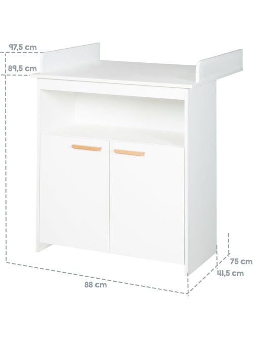 Comò fasciatoio minimalista 2 ante con maniglie in legno massello "Roba Anton" - Kiabi