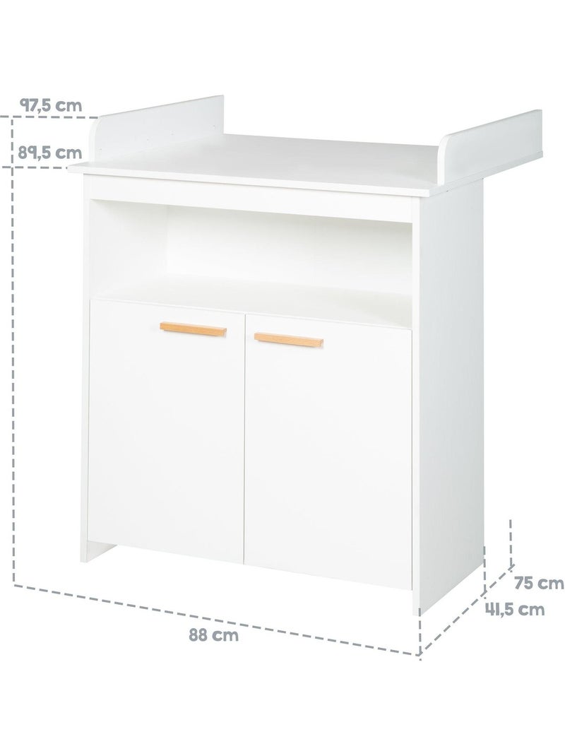 Comò fasciatoio minimalista 2 ante con maniglie in legno massello "Roba Anton" Bianco - Kiabi