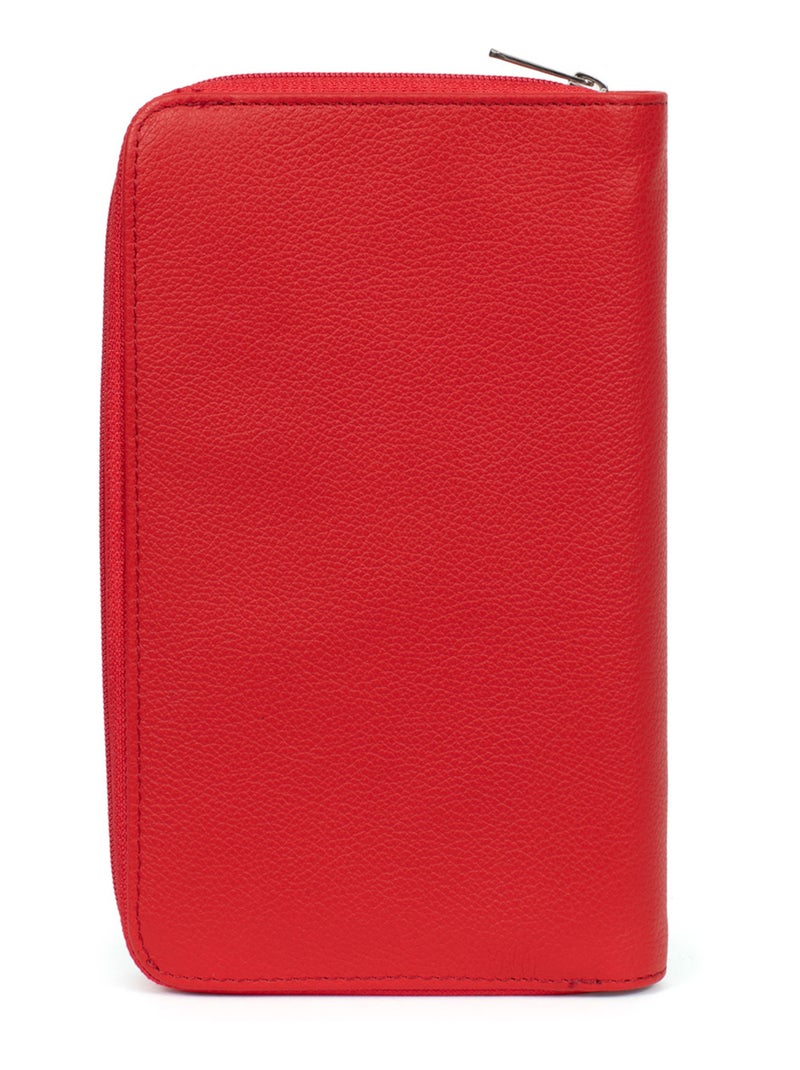 Compagno di viaggio - 1 volet - Pelle CONFORT Rosso pomodoro - Kiabi