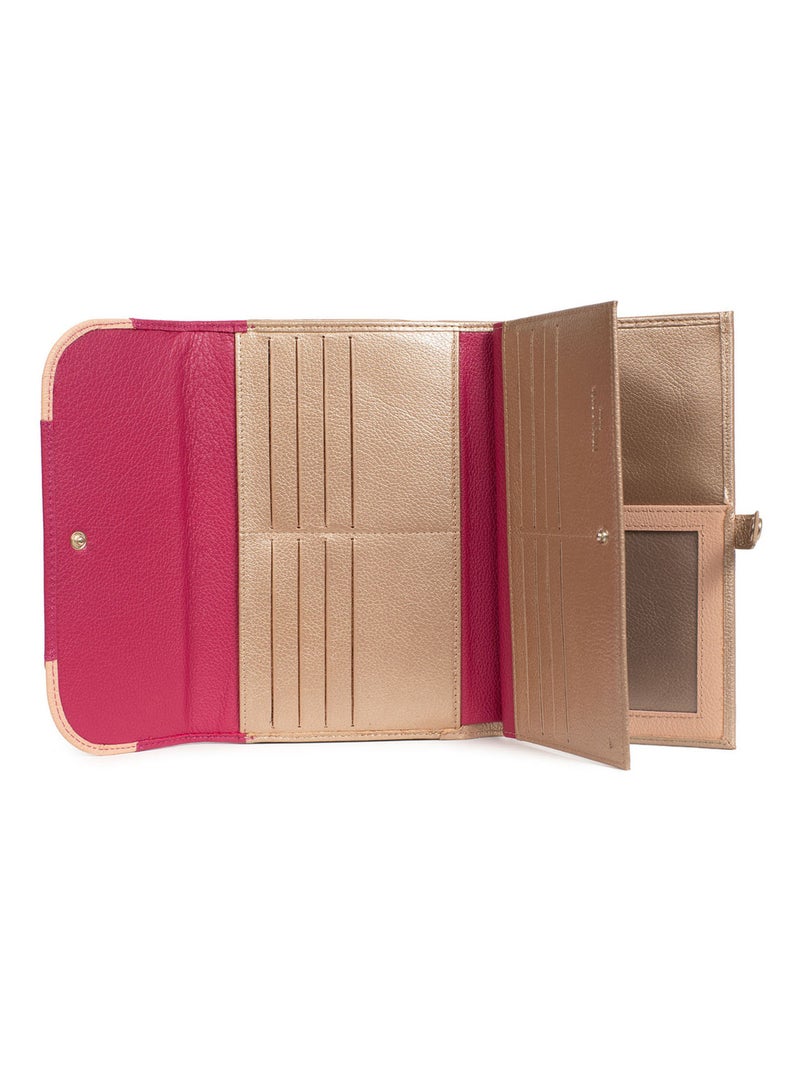Compagno di viaggio - 2 ante - stop rfid - pelle bahia hexagona Rosa fucsia - Kiabi