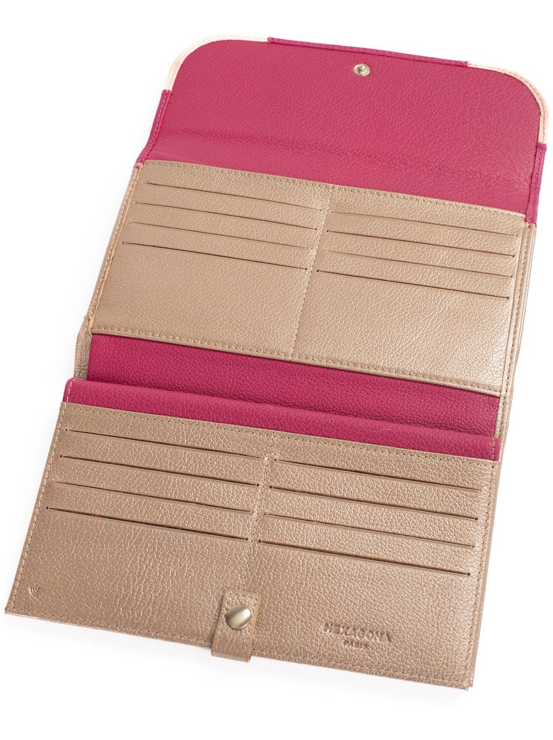 Compagno di viaggio - 2 ante - stop rfid - pelle bahia hexagona Rosa fucsia - Kiabi