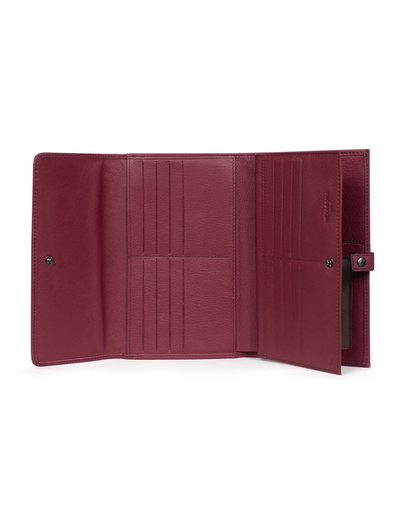 Compagno di viaggio - 2 ante - stop rfid - pelle sauvage hexagona Bordeaux - Kiabi