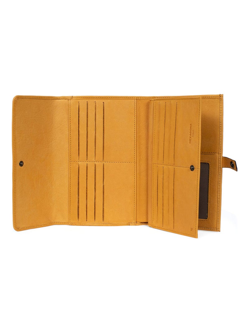 Compagno di viaggio - 2 ante - stop rfid - pelle sauvage hexagona Giallo senape - Kiabi
