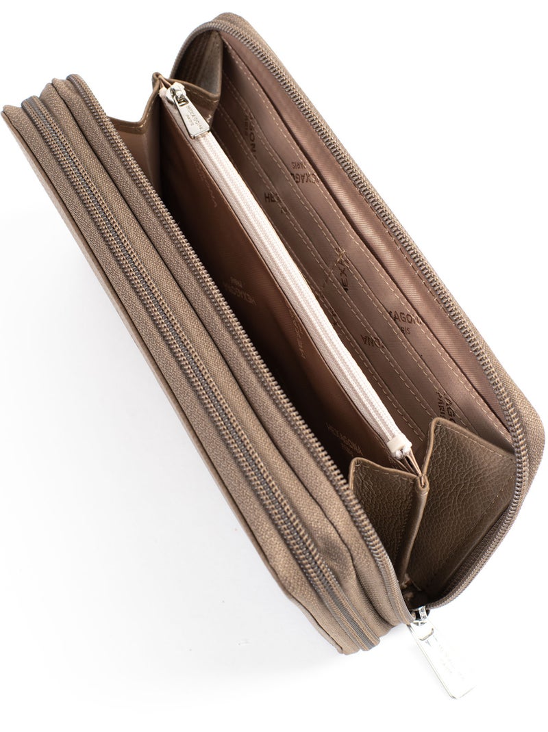 Compagno di viaggio - pelle confort hexagona Marrone glacé - Kiabi