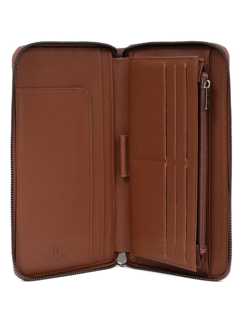 Compagno di viaggio - stop rfid - pelle sensation hexagona Cognac - Kiabi