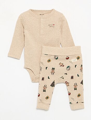 Completo 2 pezzi - Body a maniche lunghe + leggings