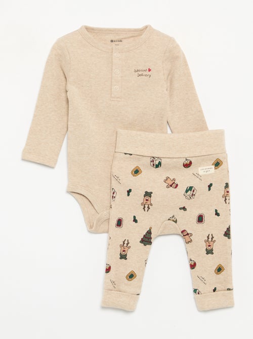 Completo 2 pezzi - Body a maniche lunghe + leggings - Kiabi Completo 2 pezzi - Body a maniche lunghe + leggings - Kiabi