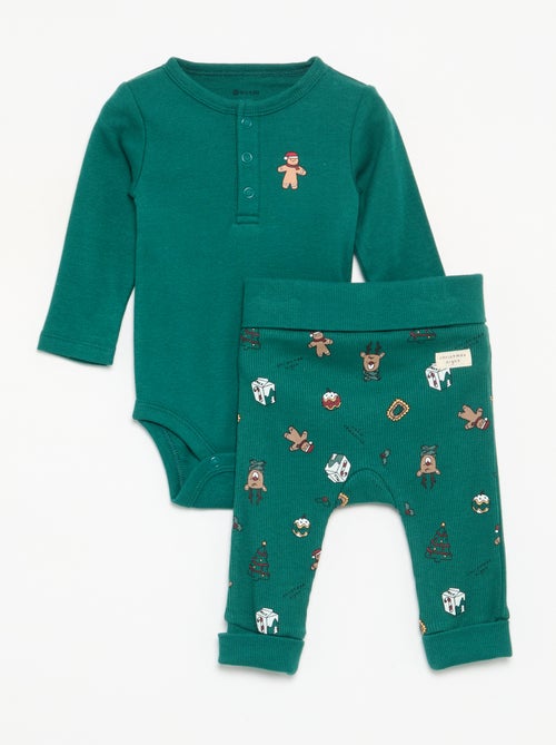Completo 2 pezzi - Body a maniche lunghe + leggings - Kiabi Completo 2 pezzi - Body a maniche lunghe + leggings - Kiabi