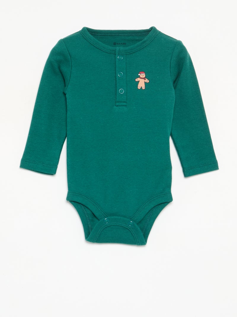 Completo 2 pezzi - Body a maniche lunghe + leggings Verde - Kiabi
