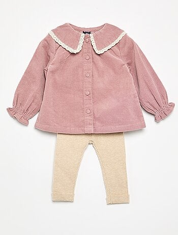 Completo 2 pezzi - camicetta in velluto + leggings