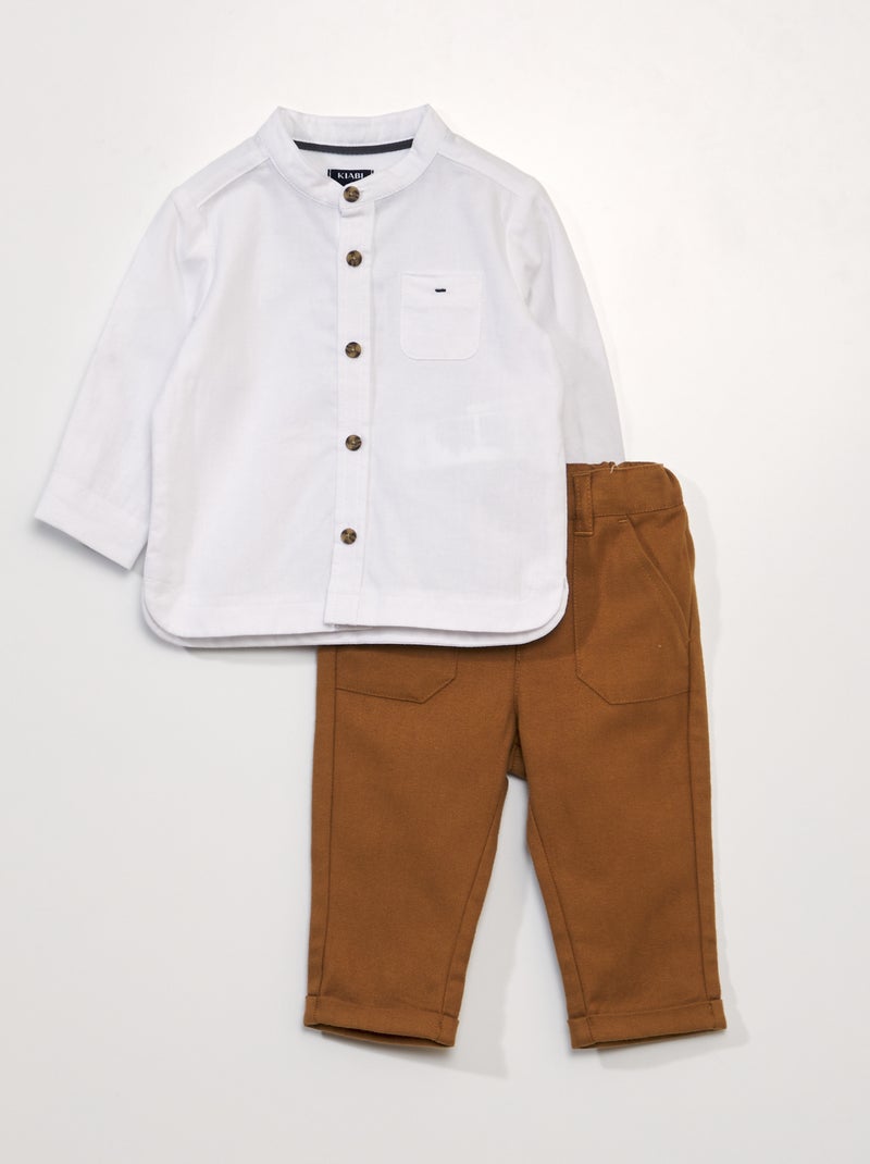 Completo 2 pezzi - Camicia con collo alla coreana + pantaloni chino BEIGE - Kiabi