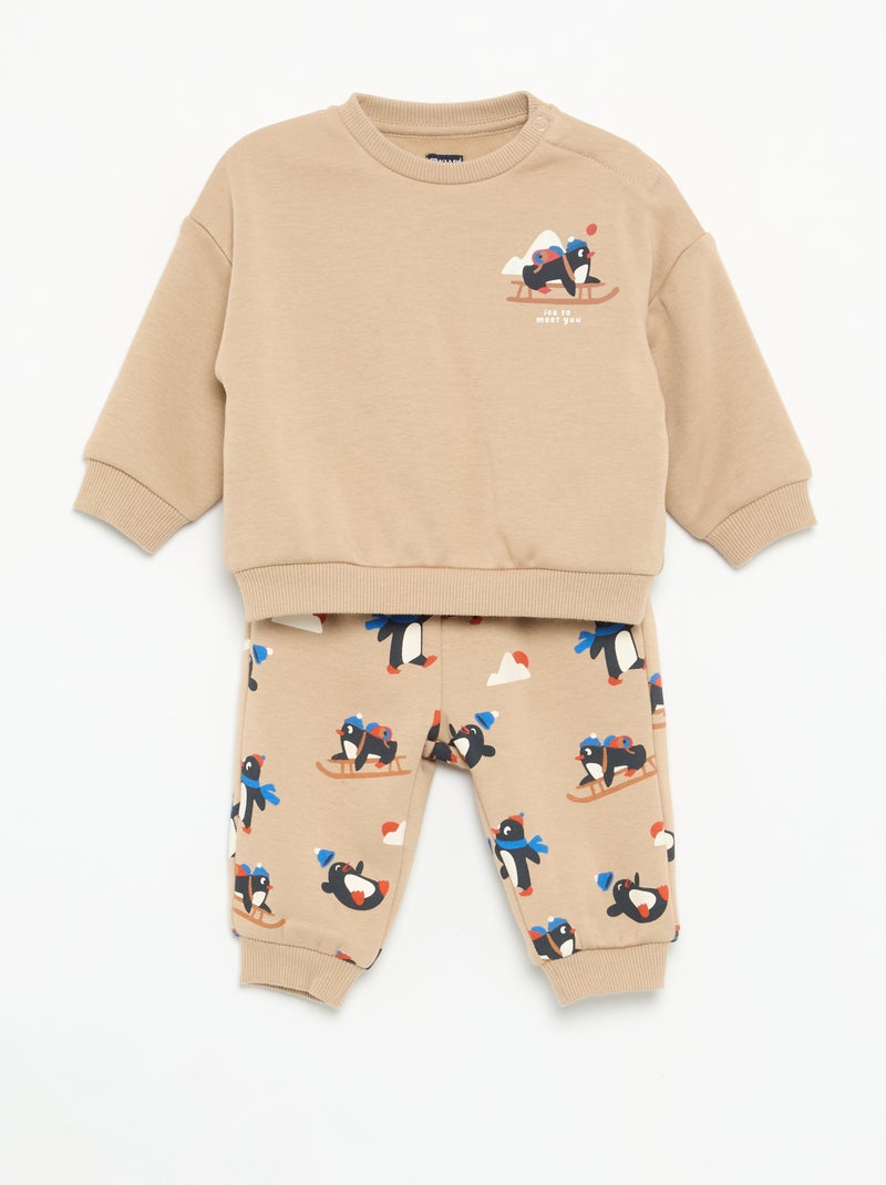 Completo 2 pezzi - Felpa + pantaloni Beige - Kiabi