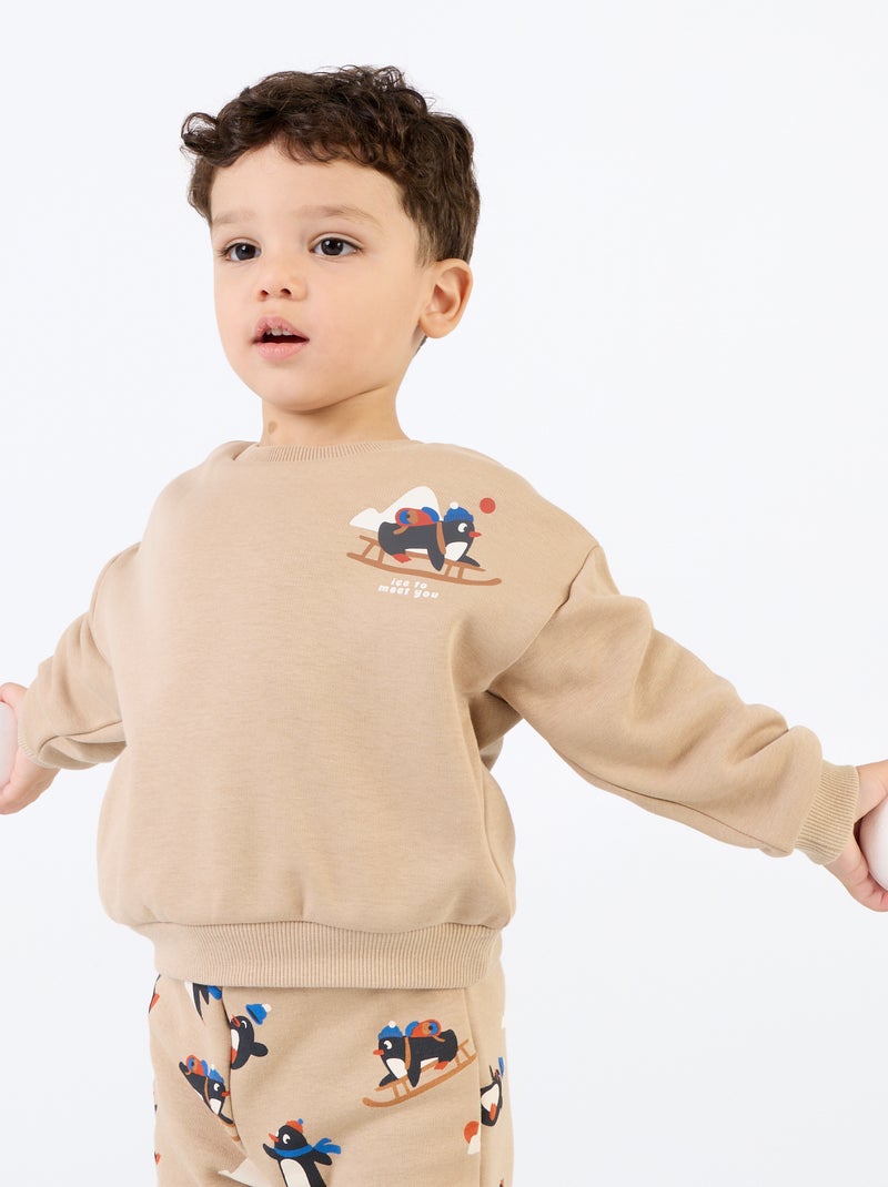 Completo 2 pezzi - Felpa + pantaloni Beige - Kiabi