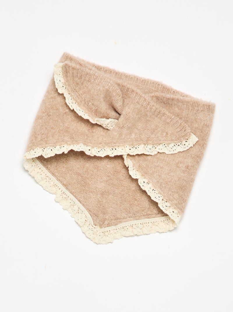 Completo 2 pezzi - maglione + foulard con dettagli in macramè Beige - Kiabi