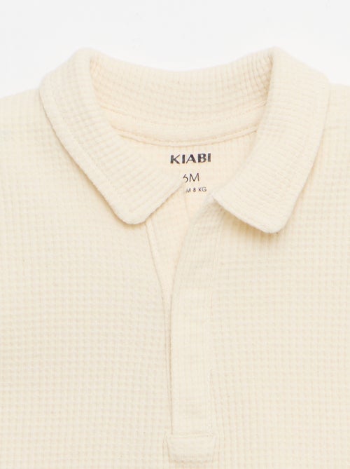 Completo 2 pezzi - polo + pantaloncino in maglia waffle - Kiabi