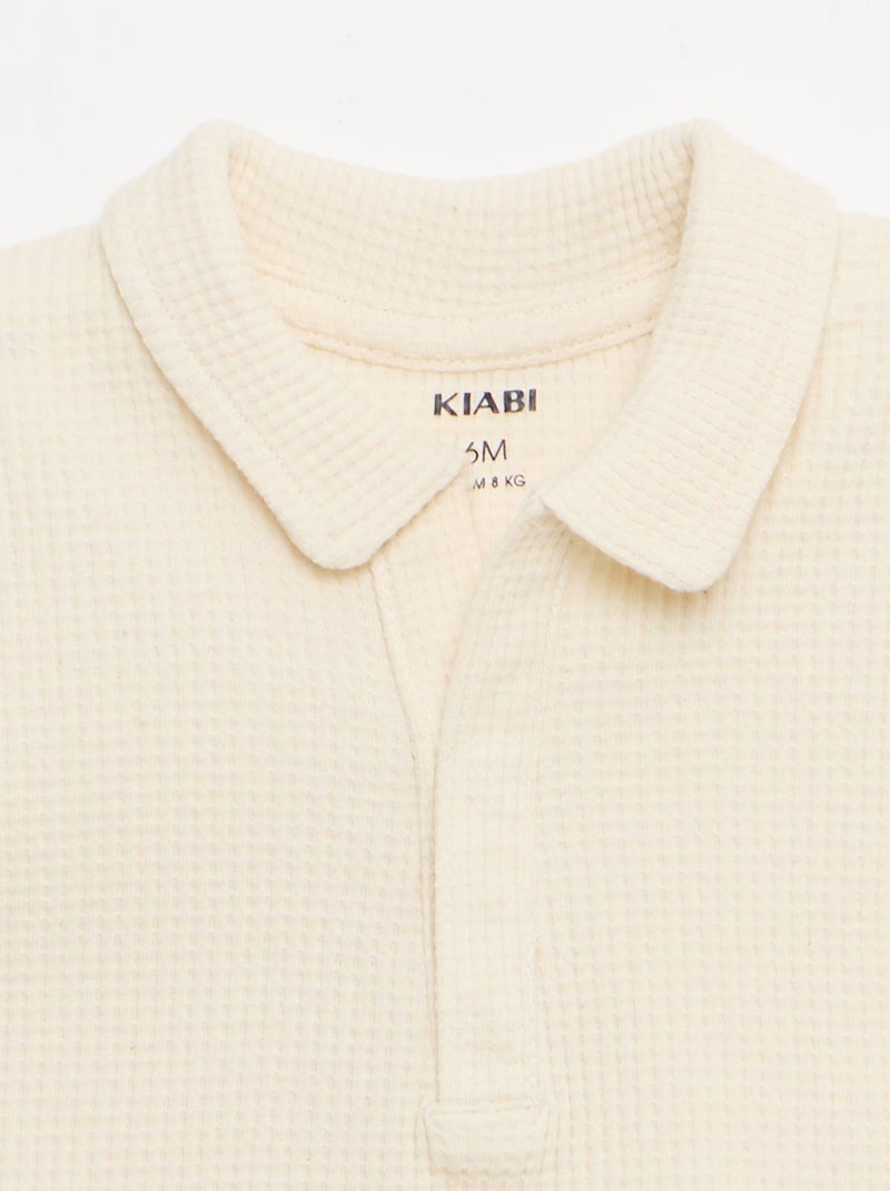 Completo 2 pezzi - polo + pantaloncino in maglia waffle Bianco - Kiabi