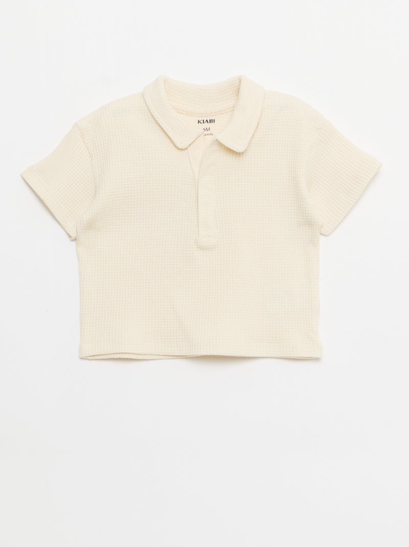 Completo 2 pezzi - polo + pantaloncino in maglia waffle Bianco - Kiabi