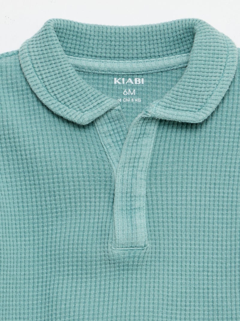 Completo 2 pezzi - polo + pantaloncino in maglia waffle Blu - Kiabi