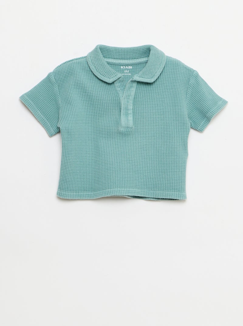 Completo 2 pezzi - polo + pantaloncino in maglia waffle Blu - Kiabi