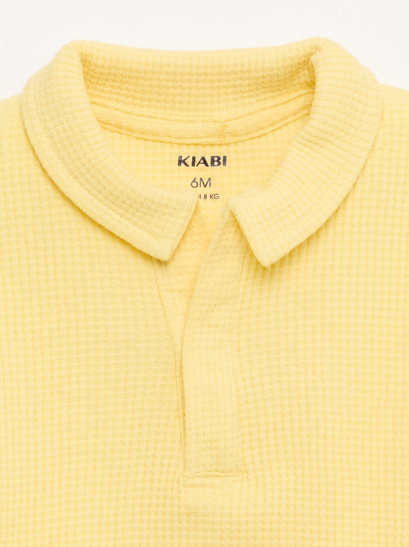 Completo 2 pezzi - polo + pantaloncino in maglia waffle Giallo - Kiabi