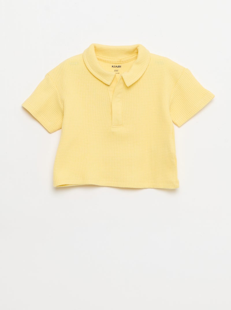 Completo 2 pezzi - polo + pantaloncino in maglia waffle Giallo - Kiabi