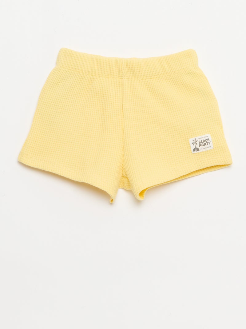 Completo 2 pezzi - polo + pantaloncino in maglia waffle Giallo - Kiabi