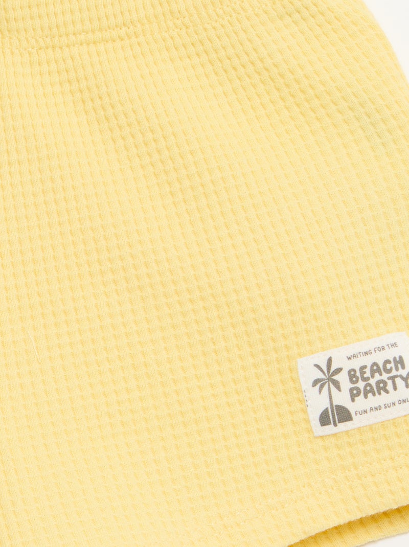 Completo 2 pezzi - polo + pantaloncino in maglia waffle Giallo - Kiabi