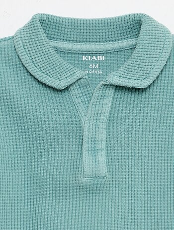 Completo 2 pezzi - polo + shorts in maglia waffle