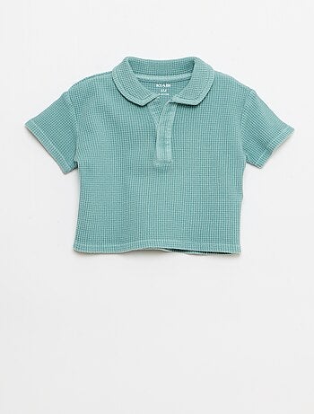 Completo 2 pezzi - polo + shorts in maglia waffle