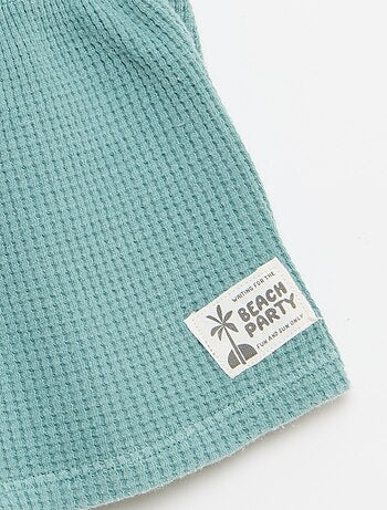 Completo 2 pezzi - polo + shorts in maglia waffle