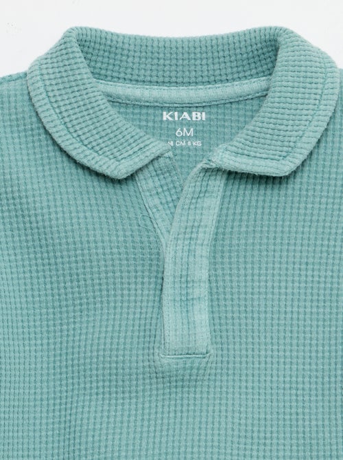 Completo 2 pezzi - polo + shorts in maglia waffle - Kiabi Completo 2 pezzi - polo + shorts in maglia waffle - Kiabi