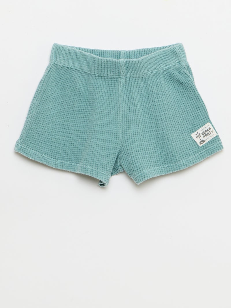 Completo 2 pezzi - polo + shorts in maglia waffle Blu - Kiabi