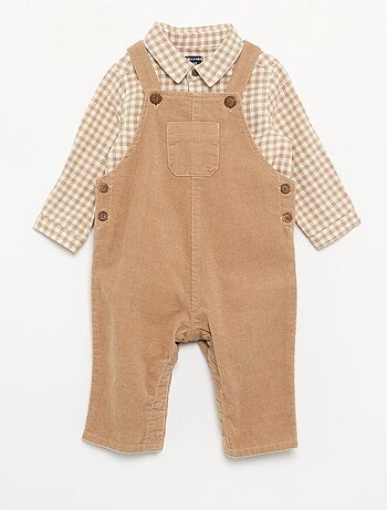 Completo 2 pezzi - Salopette lunga + Camicia a maniche lunghe