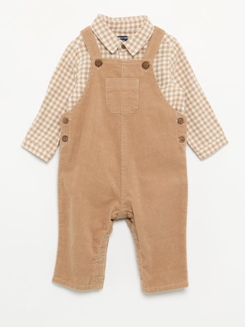 Completo 2 pezzi - Salopette lunga + Camicia a maniche lunghe - Kiabi