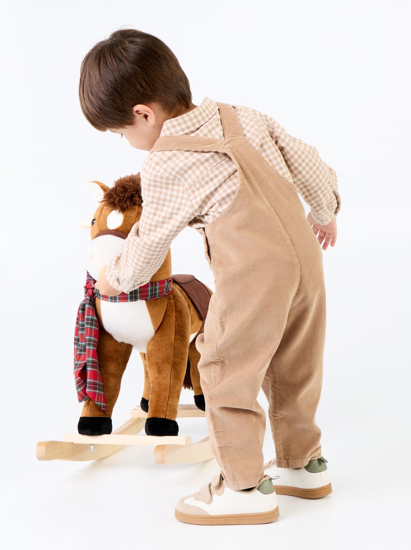 Completo 2 pezzi - Salopette lunga + Camicia a maniche lunghe Beige - Kiabi