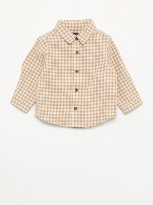 Completo 2 pezzi - Salopette lunga + Camicia a maniche lunghe - Kiabi