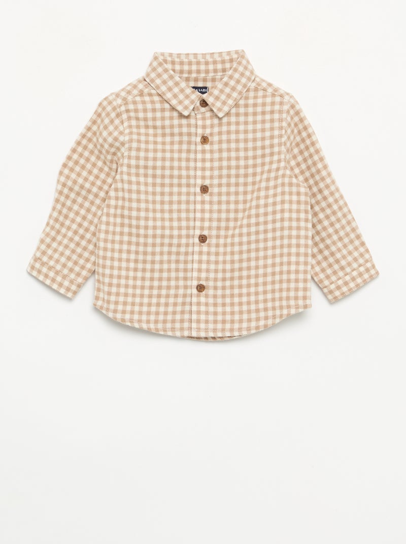 Completo 2 pezzi - Salopette lunga + Camicia a maniche lunghe Beige - Kiabi