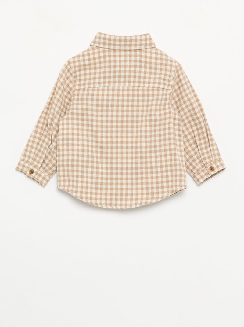Completo 2 pezzi - Salopette lunga + Camicia a maniche lunghe Beige - Kiabi
