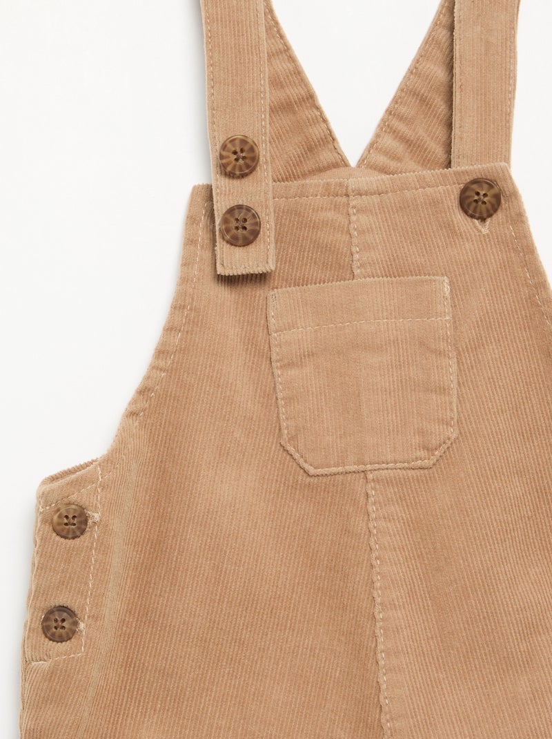 Completo 2 pezzi - Salopette lunga + Camicia a maniche lunghe Beige - Kiabi