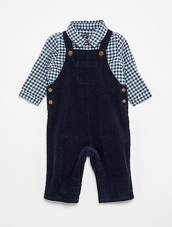 Completo 2 pezzi - Salopette lunga + Camicia a maniche lunghe
